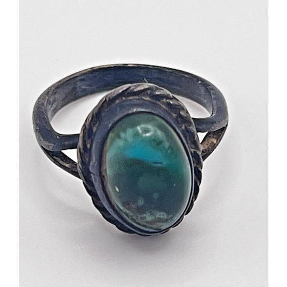 Navajo Kingsman Silver Blend Turquoise Ring Sz: 5.50 - Picture 6 of 7